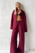 Cotton Long Sleeve Button Down Shirt Pants Set