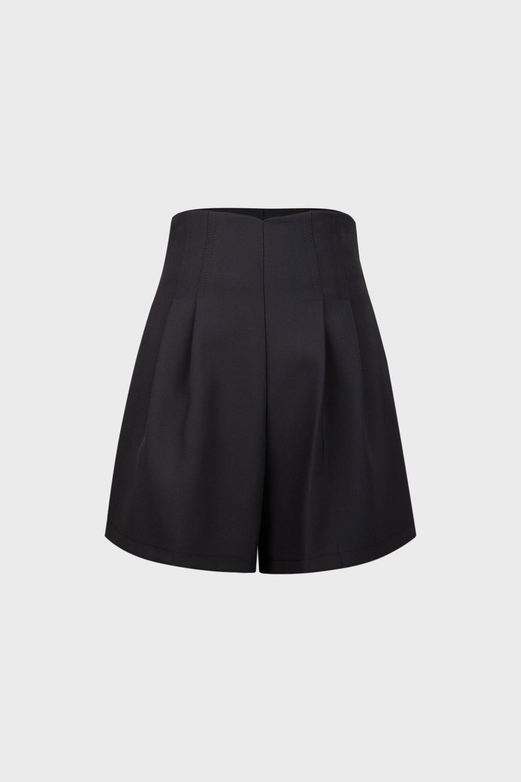 Black Pleat Detail High Waisted Shorts