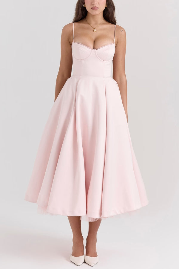 Lorraine Premium Strapless V Neck Sleeveless Tutu Maxi Dress Designer Edit