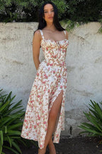 Elegant Halter Maxi Floral Dress