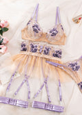 Viola Blossom - Lace Garter Lingerie Set