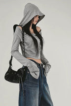 Grey OffShoulder Hoodie