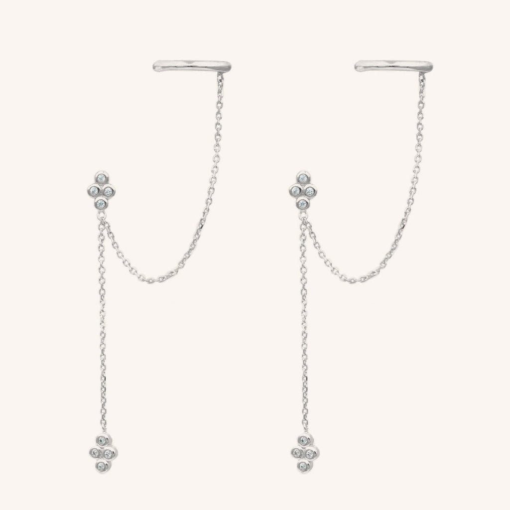 Double Piercing Fringe Drop Earrings