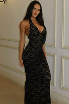 Elegant Halter Bodycon Lace Dress