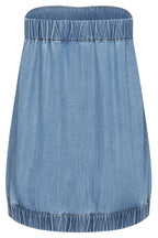 Winnie Denim Off Shoulder Stretch Bustier Bubble Tank Top