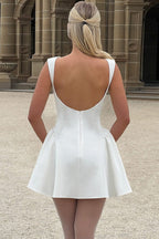 Solid Sleeveless Sexy Backless Mini Dress