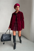 Solid Velvet Vintage Button Coat