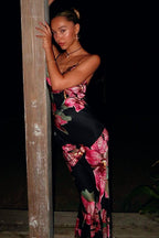 Elegant Bodycon Printed Maxi Silk Dress