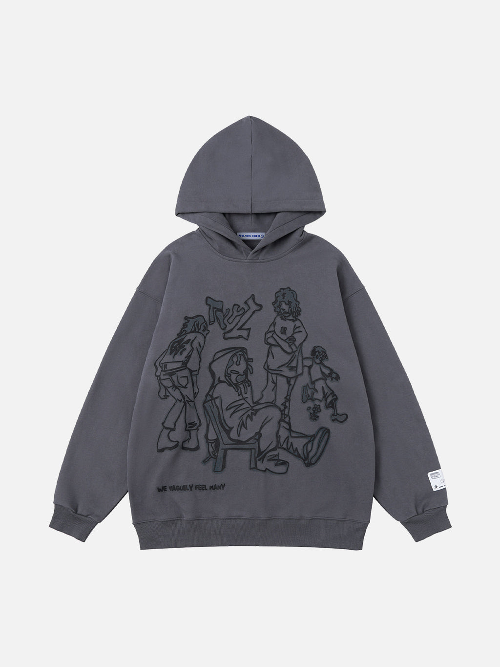 Cartoon Line Character Print Hoodie