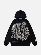 Cartoon Line Character Print Hoodie