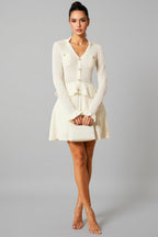 Wilburta V Neck Ruffled Knit Mini Dress