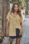 Got Me Moving Striped Short Sleeve Shirt - 4 Colors