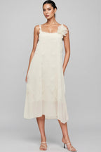 Wrenk Sleeveless Embroidered Flower Midi Dress