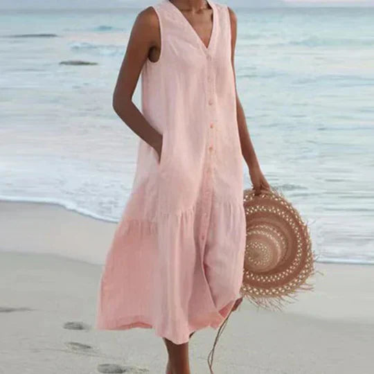 Kaitlyn Minimalist Women's Linen Dress Everyday Luxe Edit