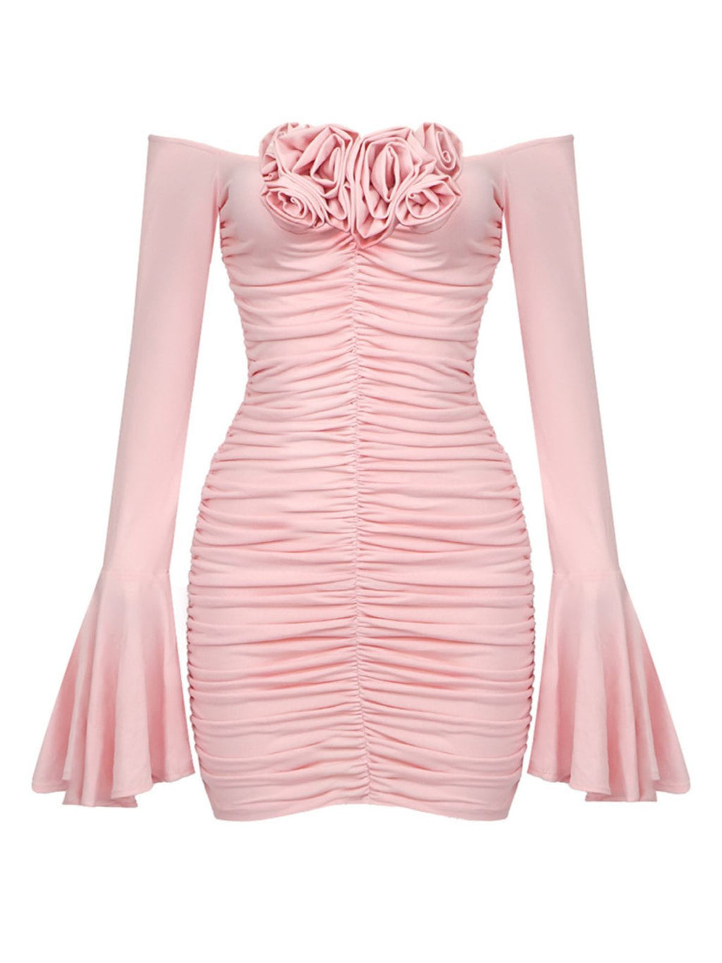 Yara Off Shoulder Rose Ruched Mini Dress