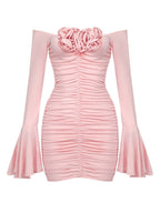 Yara Off Shoulder Rose Ruched Mini Dress