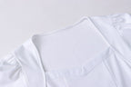 French love square collar bubble short sleeve T-shirt