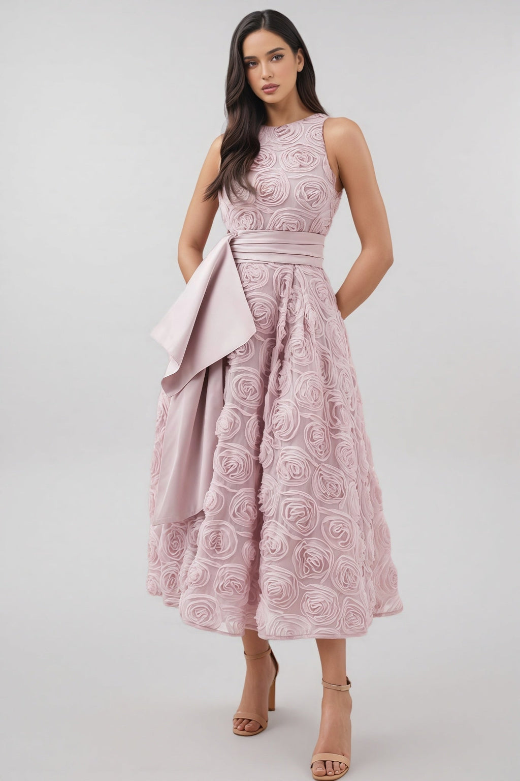 Ethel 3D Floral Sleeveless Midi Dress