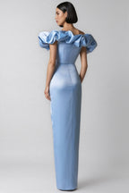 Ardend Off-Shoulder Ruffle Split Maxi Dress
