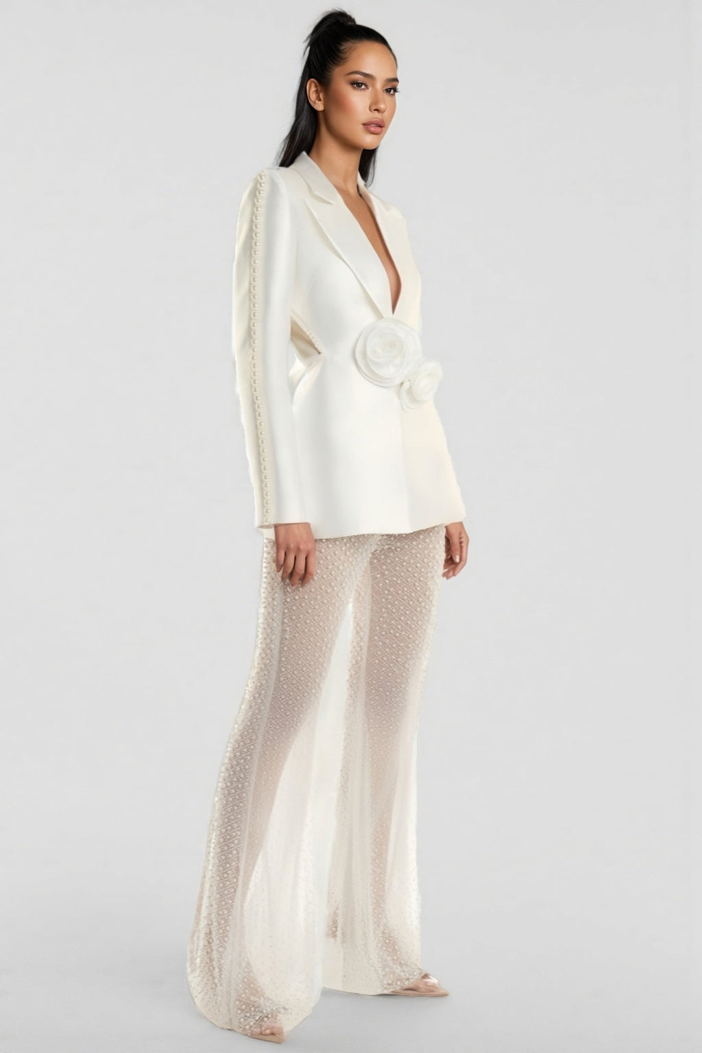 Kari 3D Flower Pearl Blazer