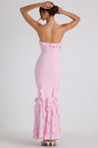 Ruffle - Trim Halterneck Evening Maxi Dress