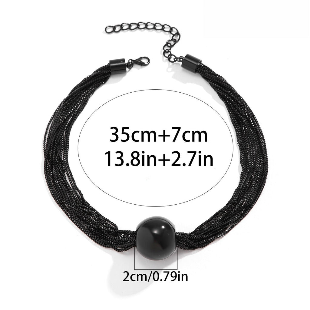 Bold Bead Pendant Choker Layered Necklace