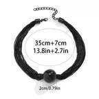Bold Bead Pendant Choker Layered Necklace