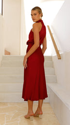 Gabriela Elevated Maxi Dress Wine Red Boutique Collection