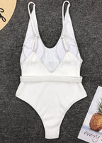 Capri - Belted Ribbed One-Piece Swimsuit