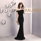 Colors off Shoulder Cocktail Evening Dress Women Party Long Elegant Slim Sexy Fishtail Dress