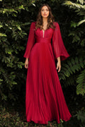 Deep V Plunge Plunge Long Sleeve Dress Slim Dress