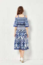Printed A Line Midi Dress