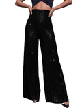 black sequin stretch pants