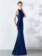 long style Halter evening dress