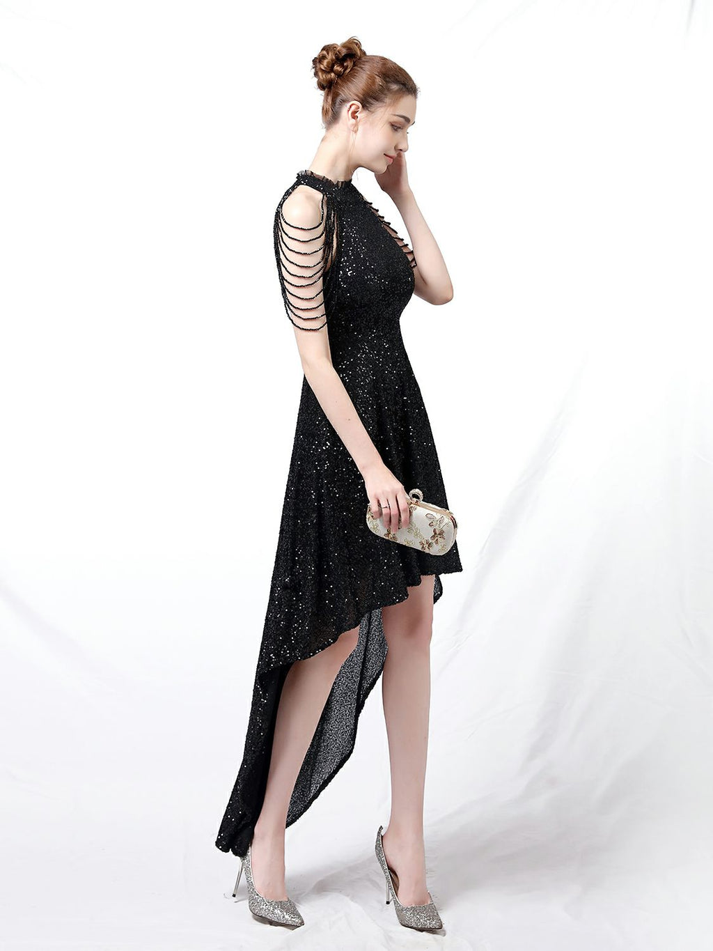 Slim and slim mid length evening dress