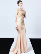 Handmade applique Beaded long evening dress