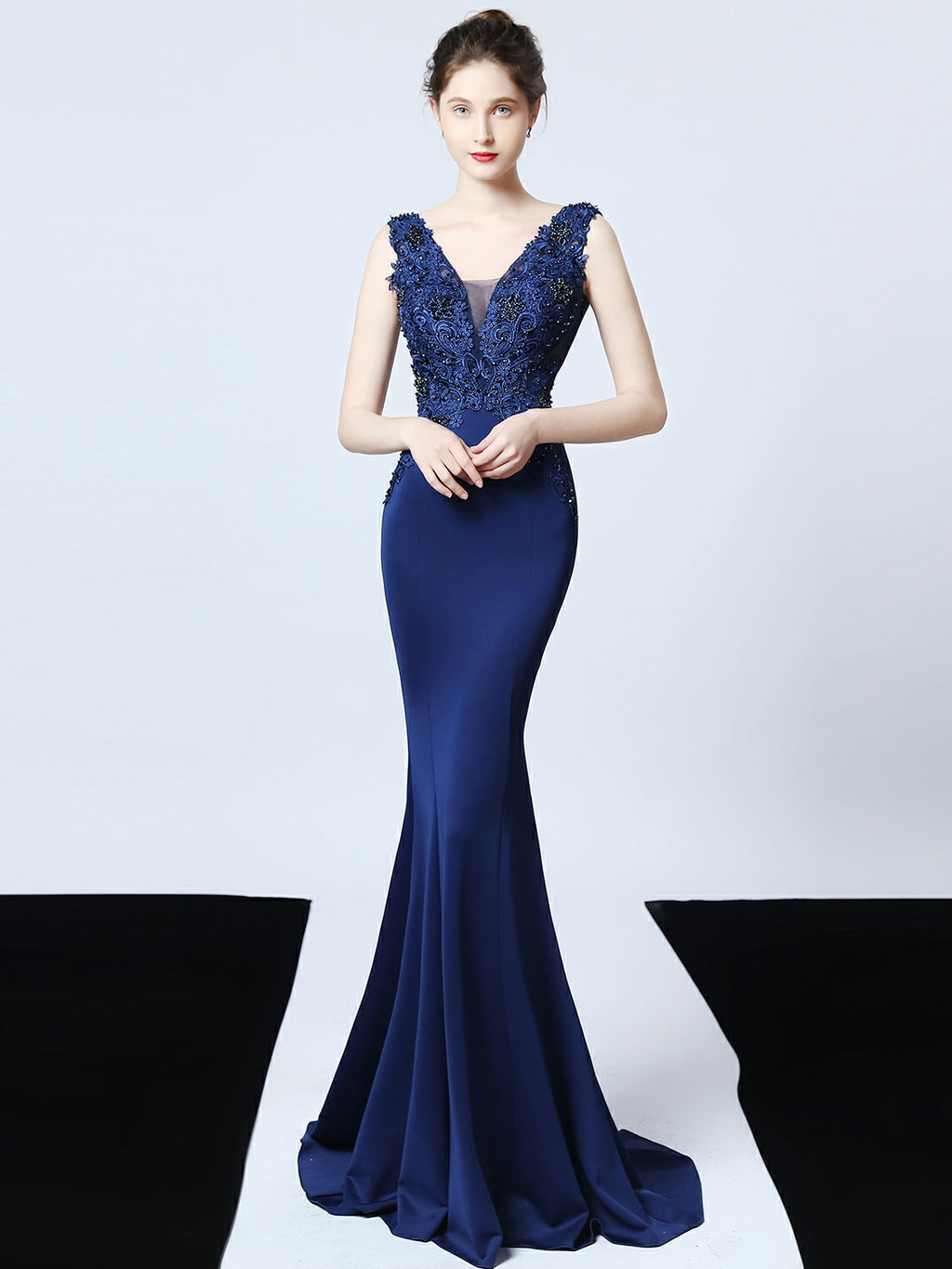 Handmade applique Beaded long evening dress