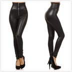 High Waist Zipper PU Leather Pants