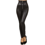 High Waist Zipper PU Leather Pants