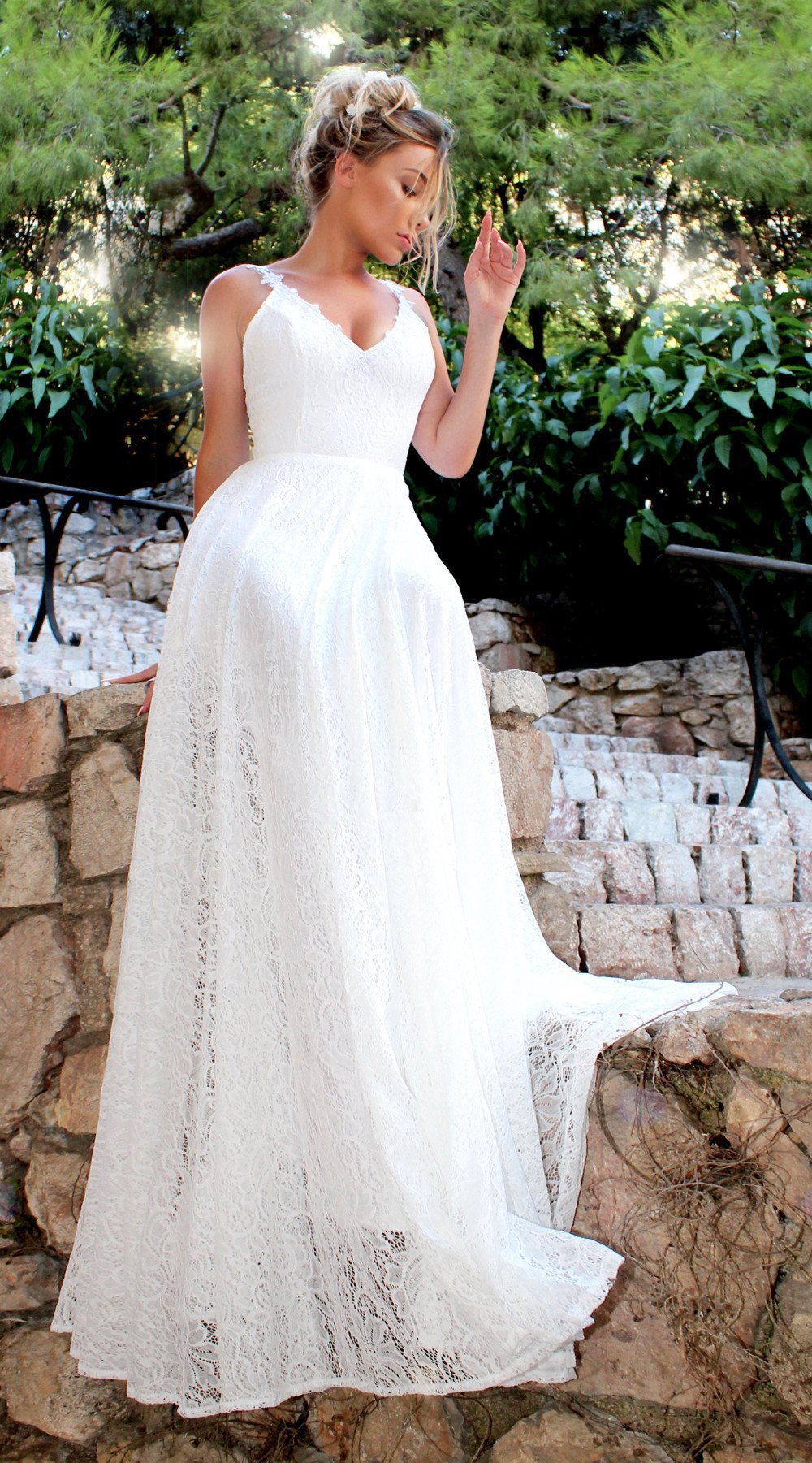 Set The Tone Tiered Lace Maxi Dress