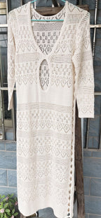 Yuka Crochet Cover Up Midi Dress Peach