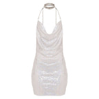 Self Love Metallic Mesh Crystal Straps Mini Dress
