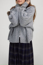 Cable Knit Hooded Soft Wool Cardigan