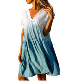 Carmen Pocketed Colorblock Babydoll Dress Sage