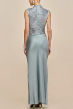 Keep Polished Satin High Rise Bias Cut Drape Maxi Skirt