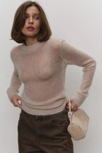Sheer Pastel Round Neck Knit Top