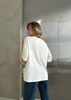Lover Script Oversized Tee – White Statement Cotton T-Shirt