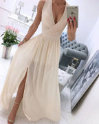 Julia Chic Sleeveless Beach Dress for Women with a Deep V Neck Premium Wardrobe Essential