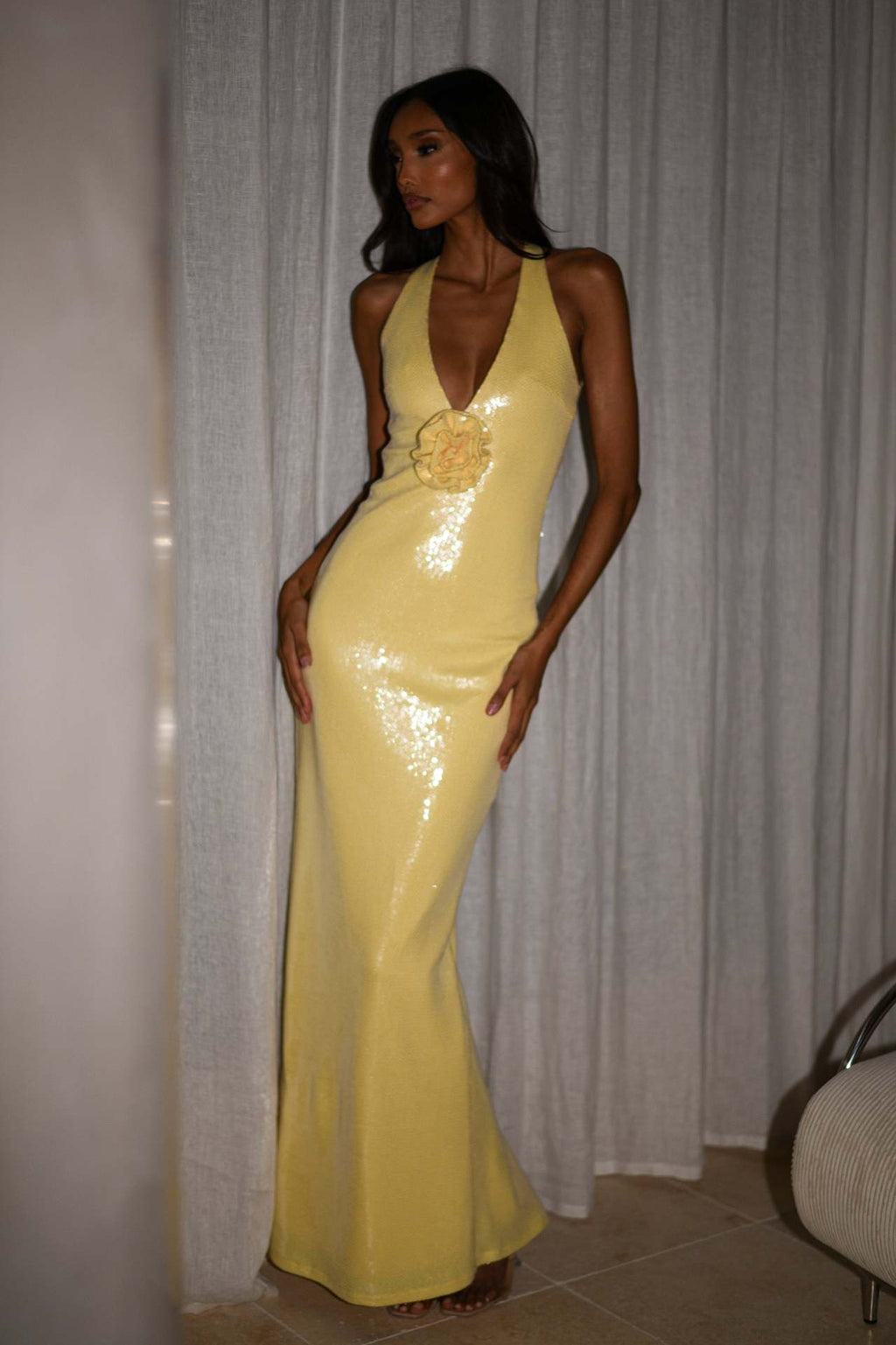 Hexed Bodycon Dress Yellow