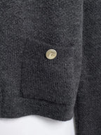 Gold Decorated Row Button Short Knitted Cardigan